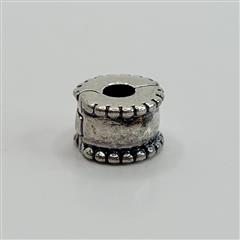 PANDORA BEVELED CLIP, 790267, MARKED: S925 ALE, RETIRED, LIGHT SCRATCHES